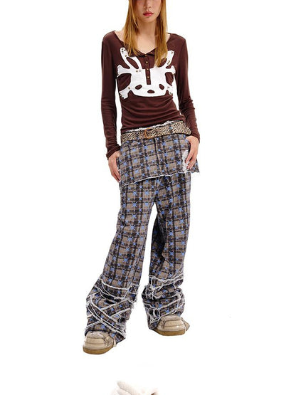 CFIERCE Skull Checkered Kilted Skirt