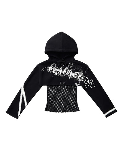CFIERCE Slim Fit Cropped Streetwear Hooded Pullover Unisex Cotton Blend Black Hoodies