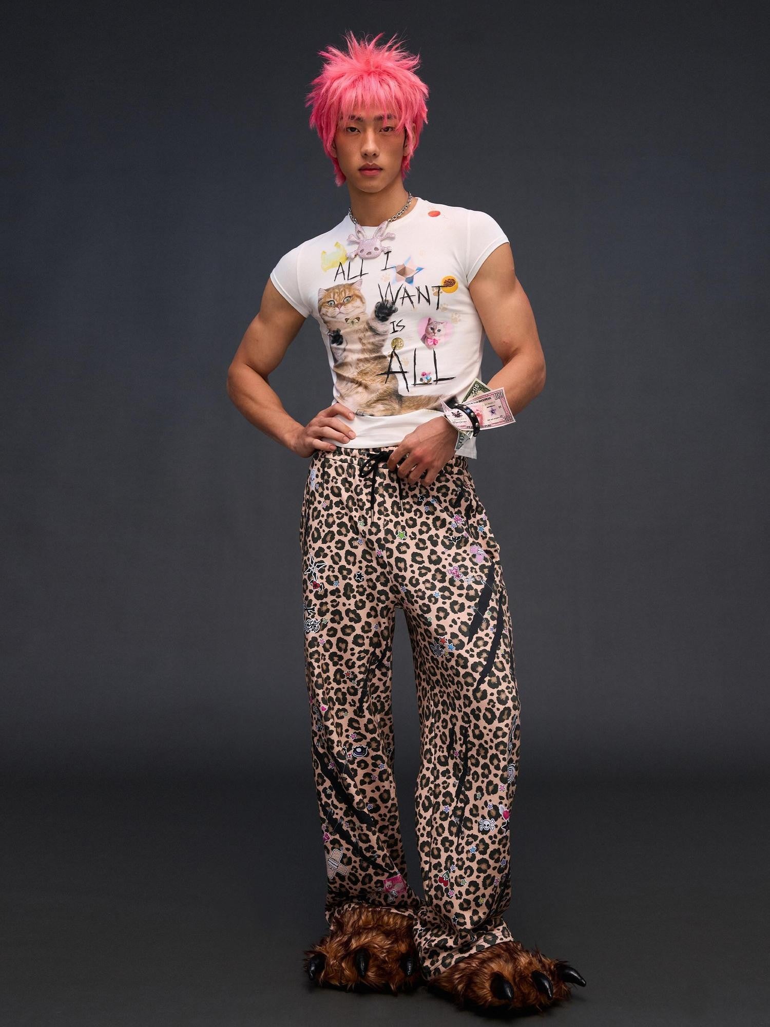 CFIERCE Slogan Cat Print Slim Fit Women&