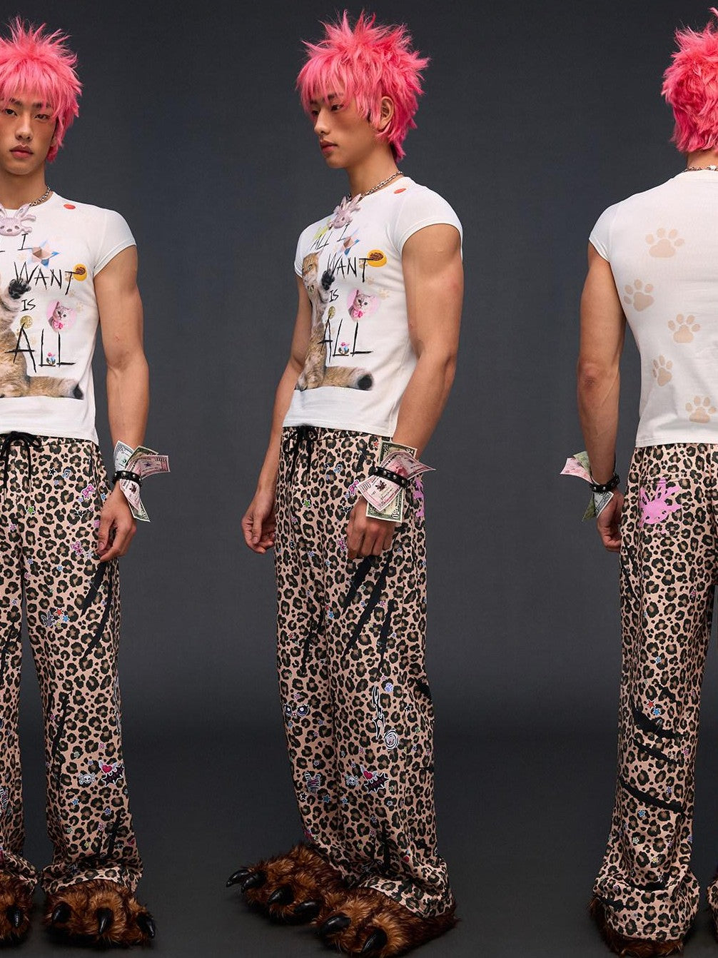 CFIERCE Slogan Cat Print Slim Fit Women&