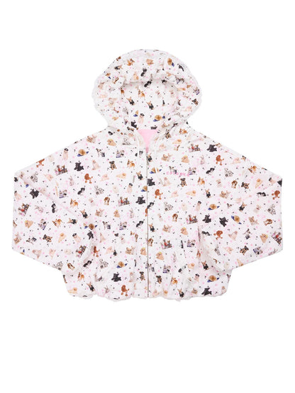 CFIERCE Soft 100% Cotton Animal Print Hooded Zip Long Sleeve Casual Womens Pink Hoodies