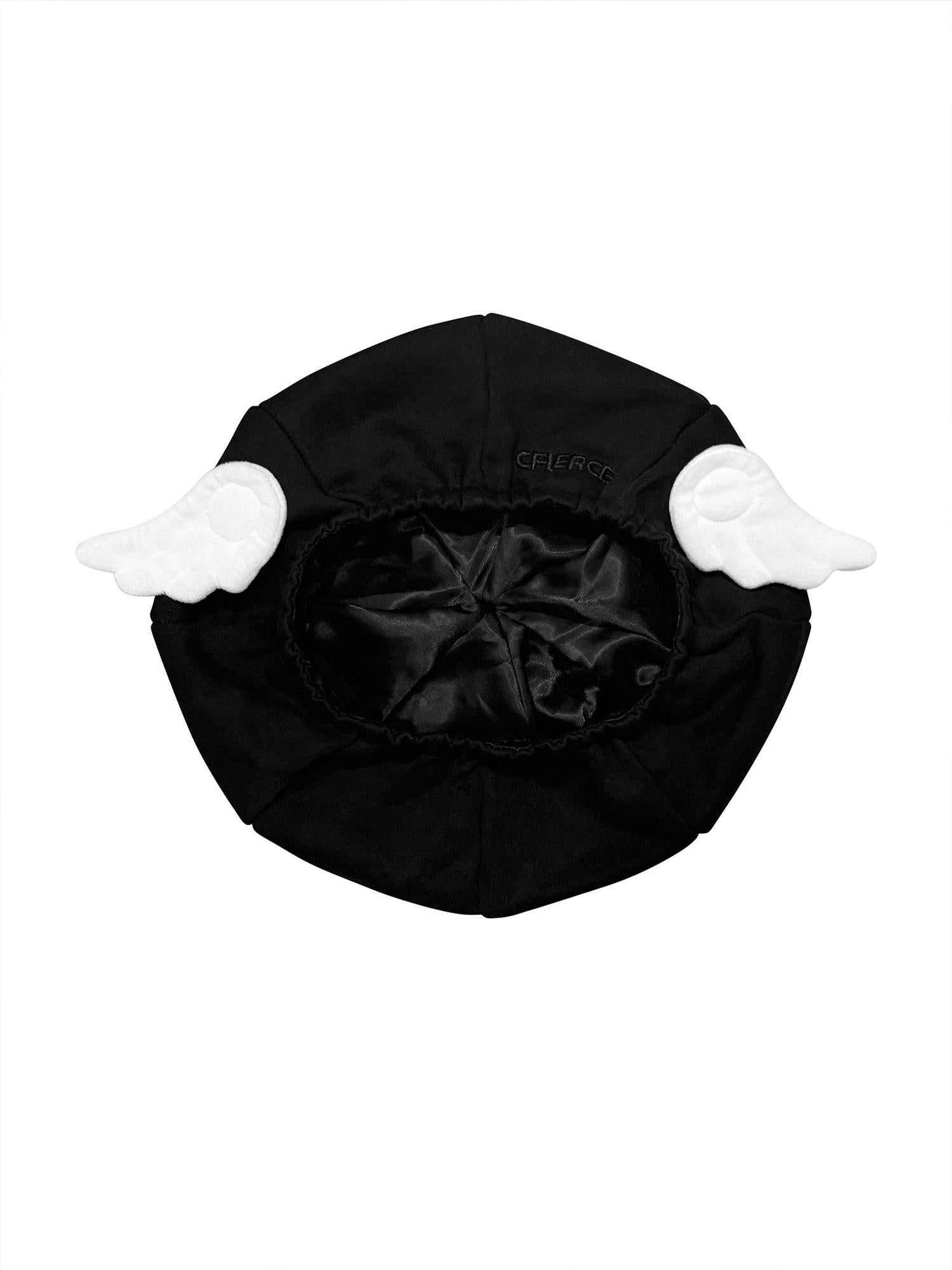 CFIERCE Soft Cotton Lettered Fresh Minimal Round Top Unisex Black Beret One Size Hat
