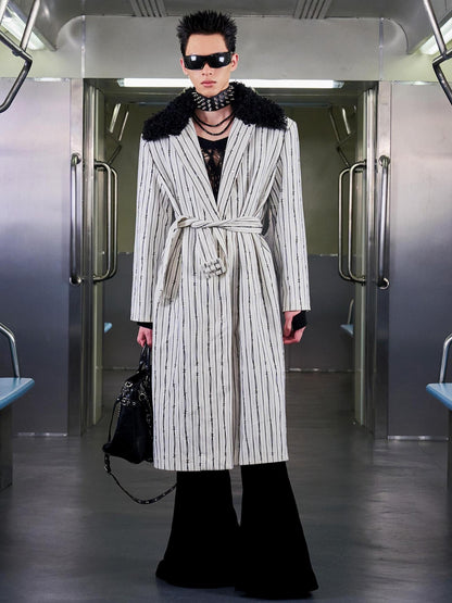 CFIERCE Soft Polyester Cotton Acrylic Blend Oversized White Outerwear Coat