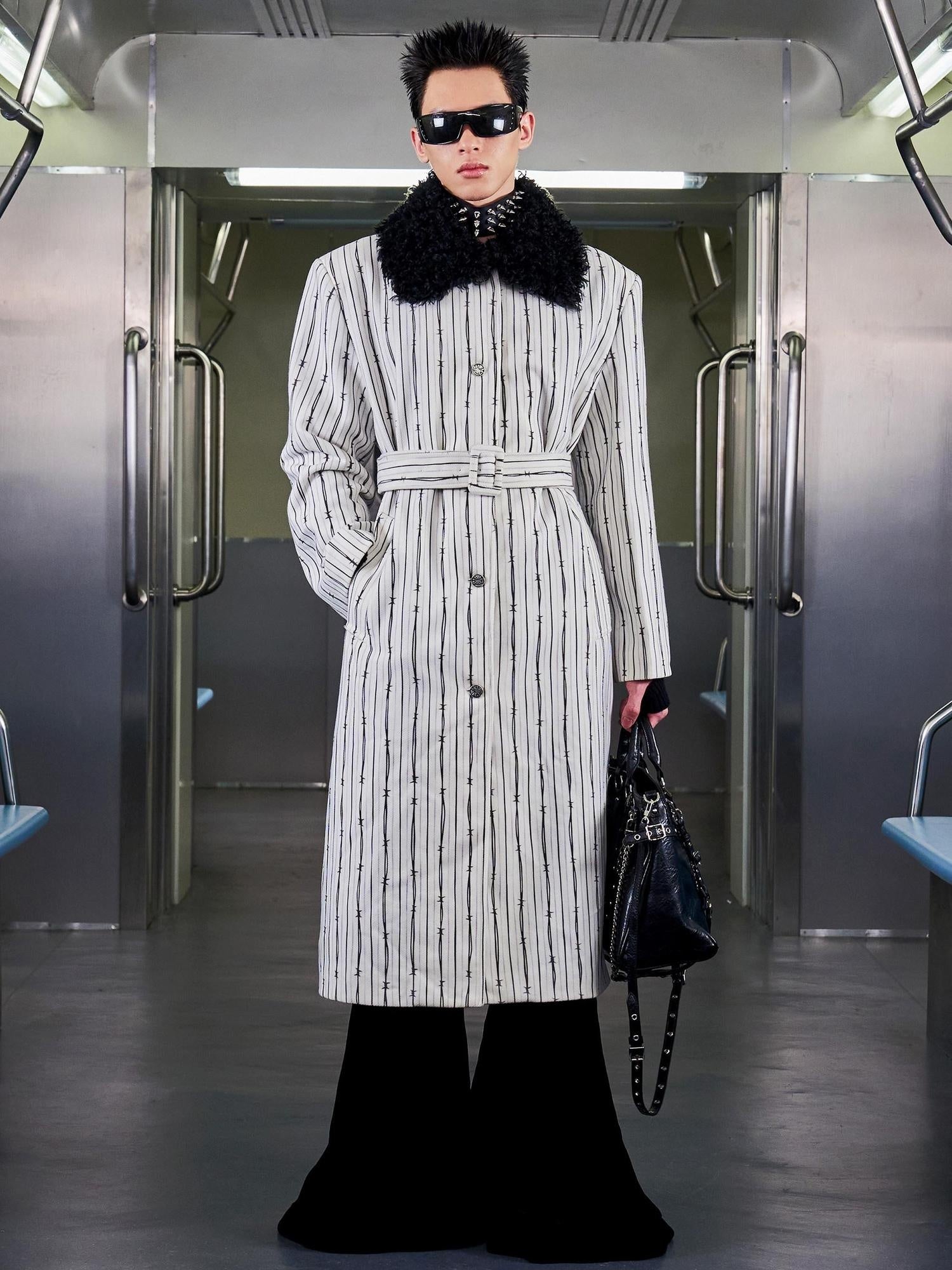 CFIERCE Soft Polyester Cotton Acrylic Blend Oversized White Outerwear Coat