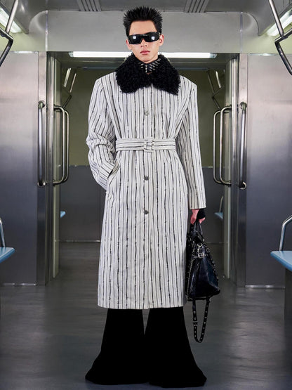 CFIERCE Soft Polyester Cotton Acrylic Blend Oversized White Outerwear Coat