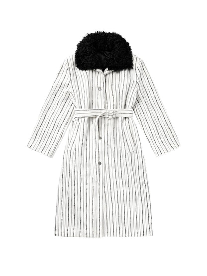 CFIERCE Soft Polyester Cotton Acrylic Blend Oversized White Outerwear Coat