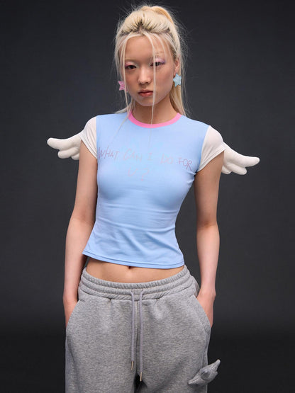 CFIERCE Sparkling Rhinestone Angel Wing Women&