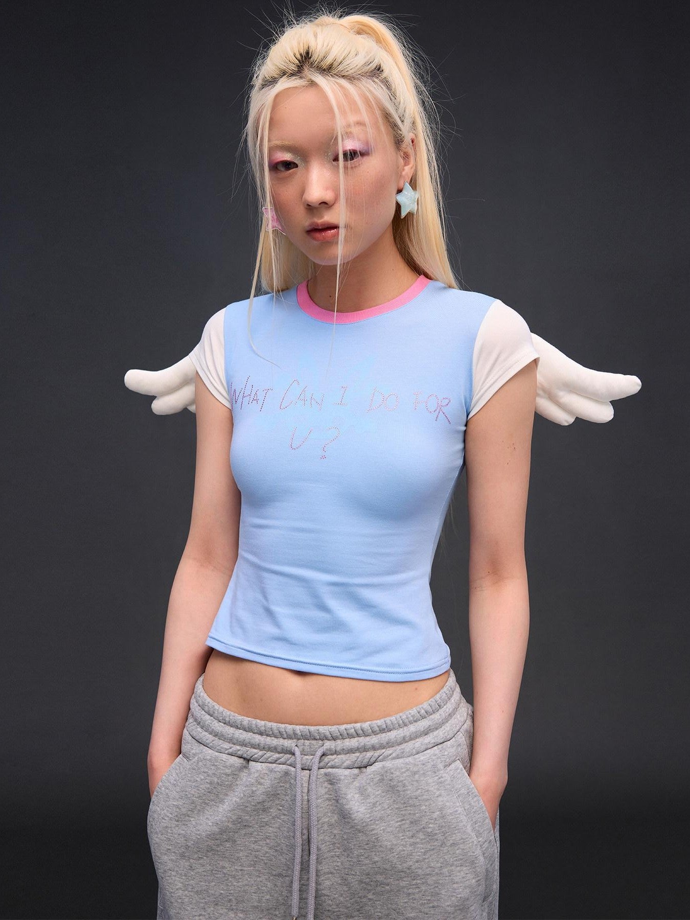 CFIERCE Sparkling Rhinestone Angel Wing Women&