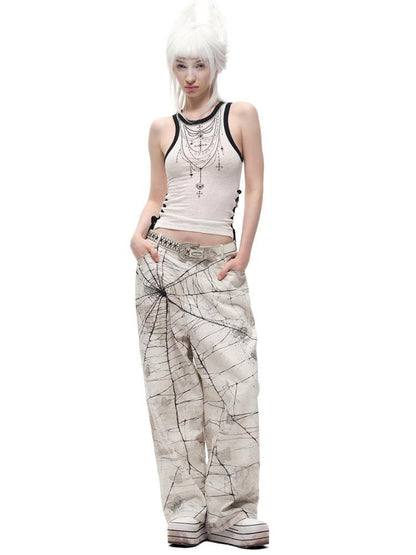 CFIERCE Spider Butterfly Rhinestone Denim Jeans