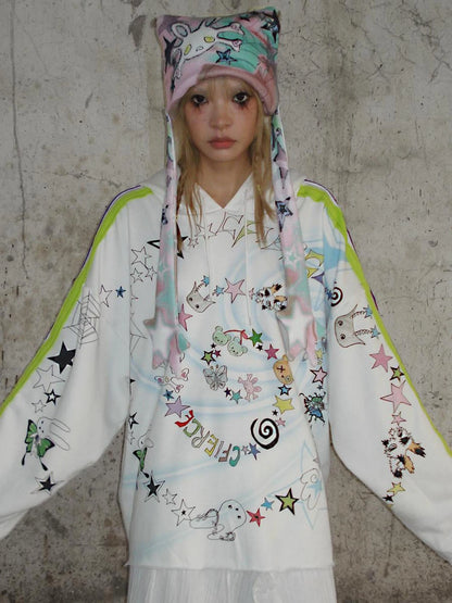 Spiral Graffiti Print Hoodie