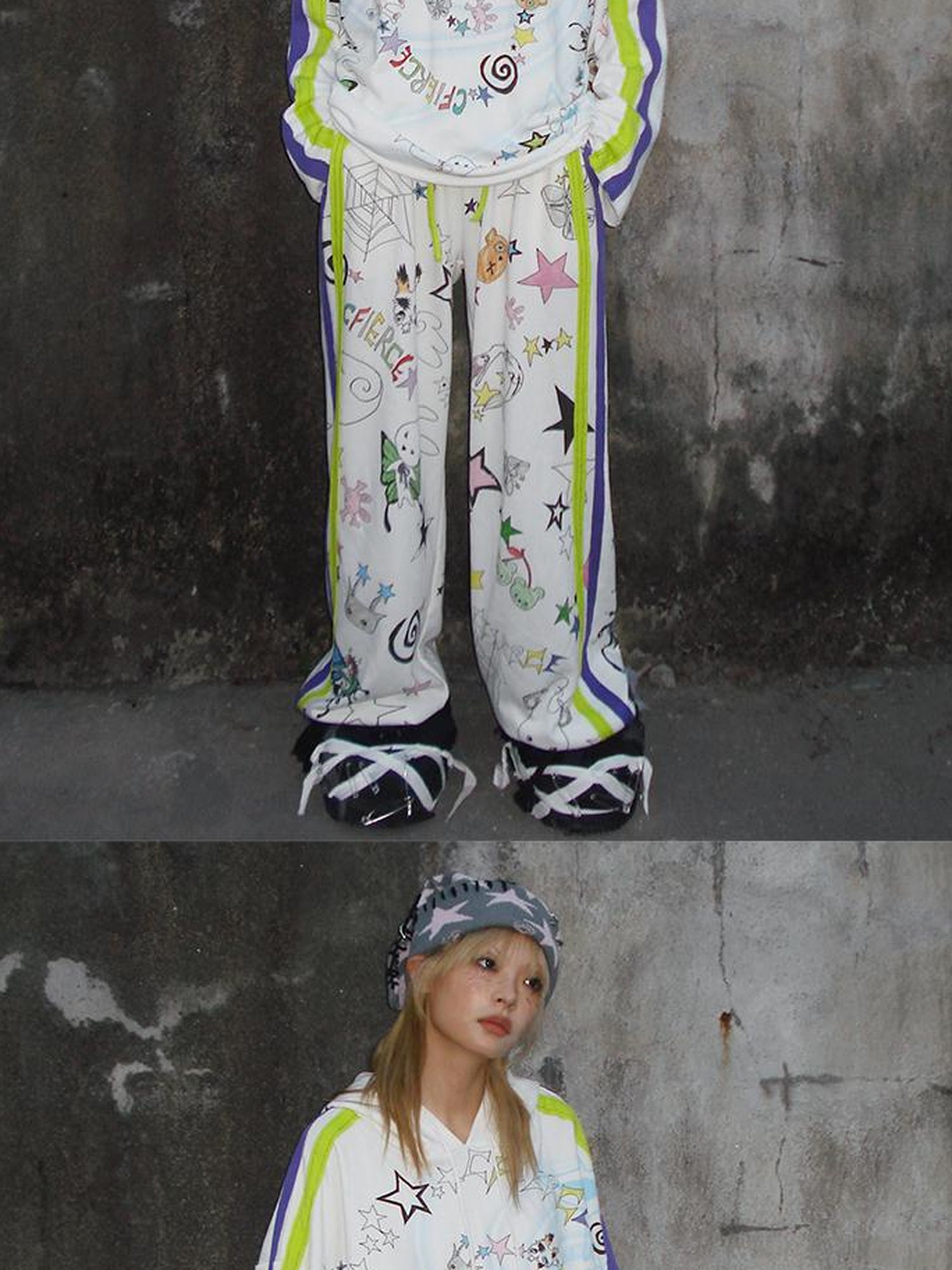 CFIERCE Spiral Graffiti Print Hoodie