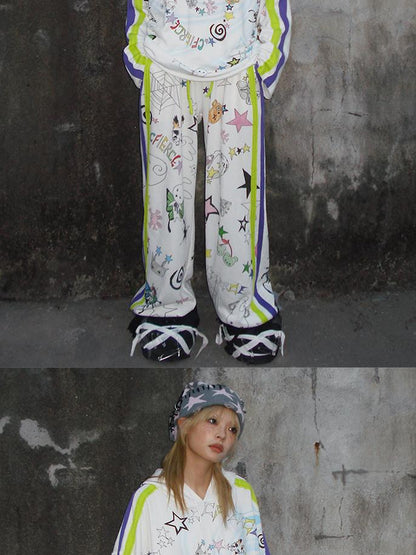 CFIERCE Spiral Graffiti Print Hoodie