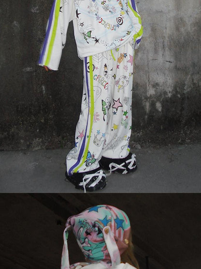 CFIERCE Spiral Graffiti Print Hoodie