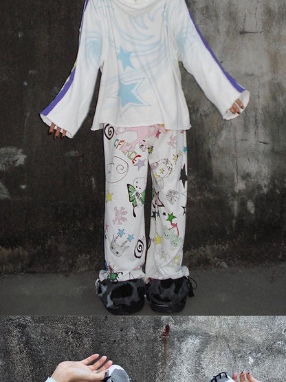 CFIERCE Spiral Graffiti Print Hoodie