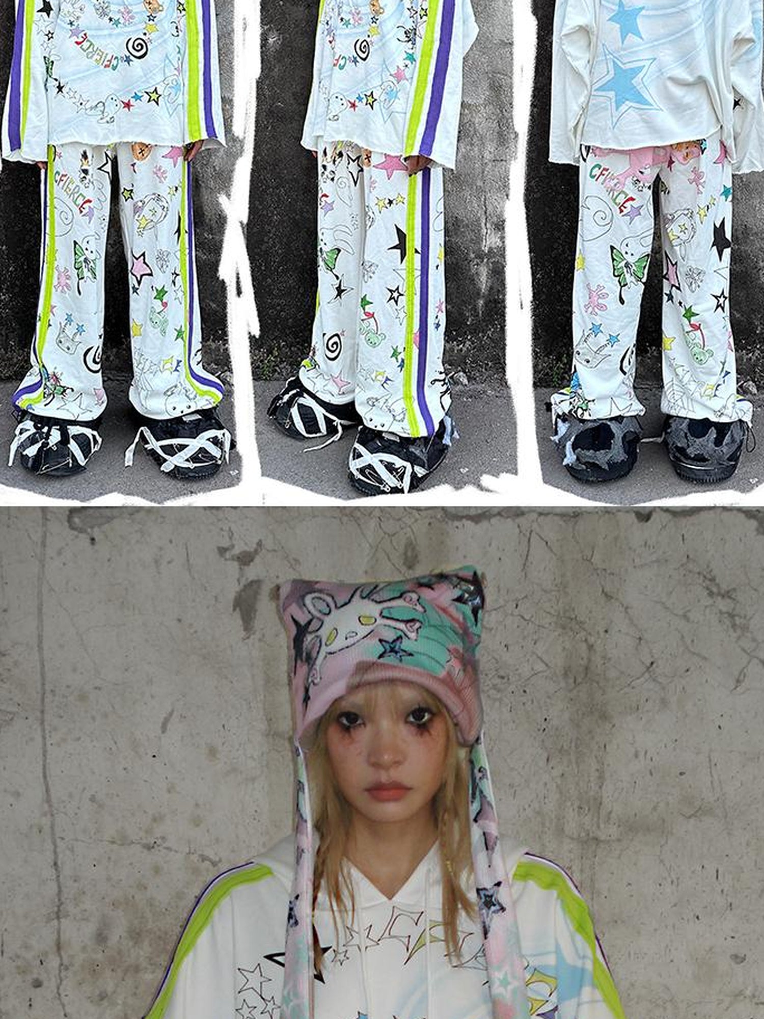 CFIERCE Spiral Graffiti Print Hoodie