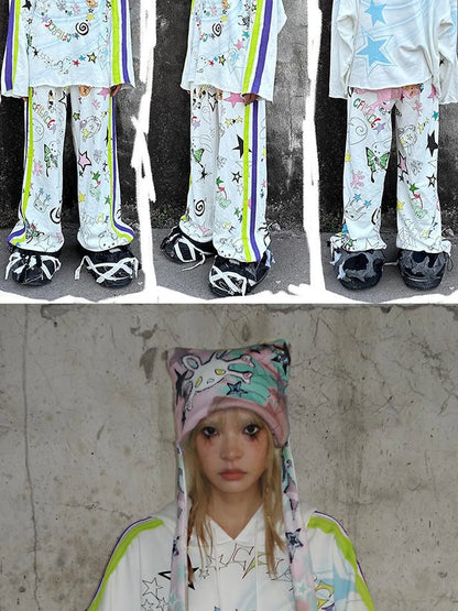 Spiral Graffiti Print Hoodie