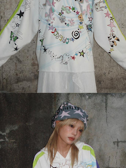 CFIERCE Spiral Graffiti Print Hoodie
