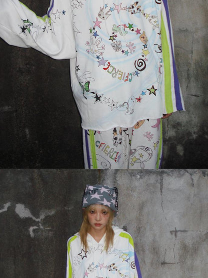 CFIERCE Spiral Graffiti Print Hoodie