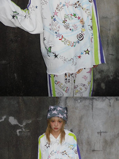 Spiral Graffiti Print Hoodie