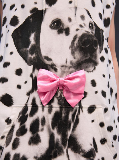 CFIERCE Spotted Dog Print Dog Ear Bow Detail Women&