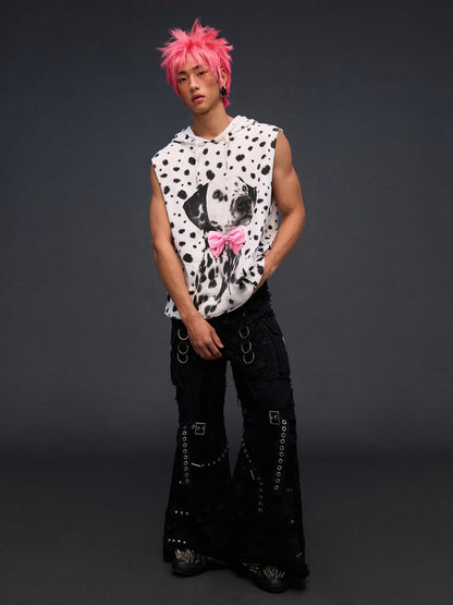 CFIERCE Spotted Dog Print Dog Ear Bow Detail Women&
