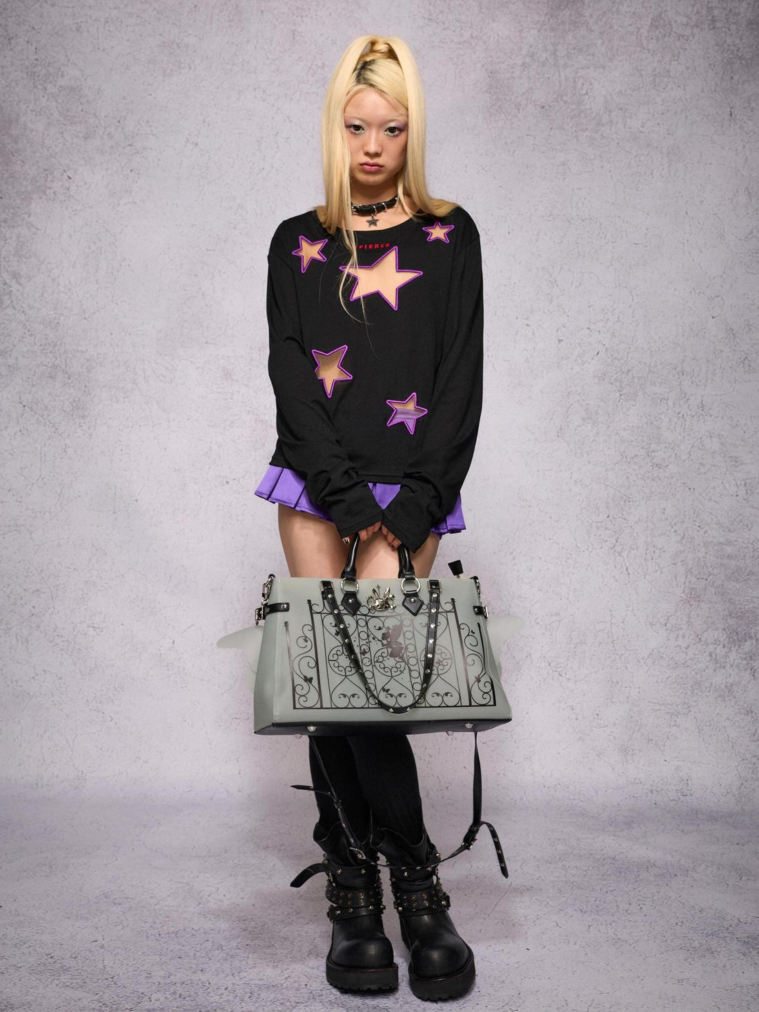 CFIERCE Star Hollow Mesh Embroidered Loose Women&