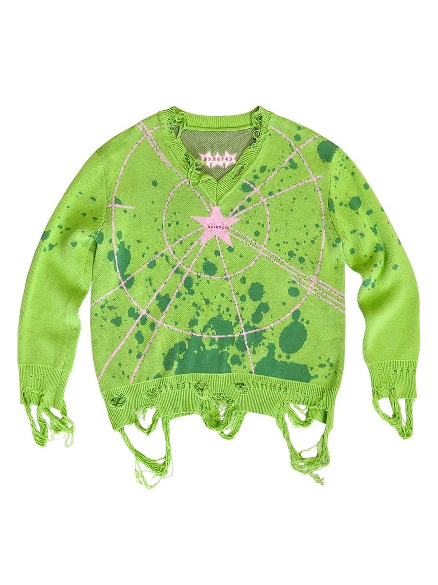 CFIERCE Starlight Knit Cotton Sweater V Neck T Shirt Long Sleeve