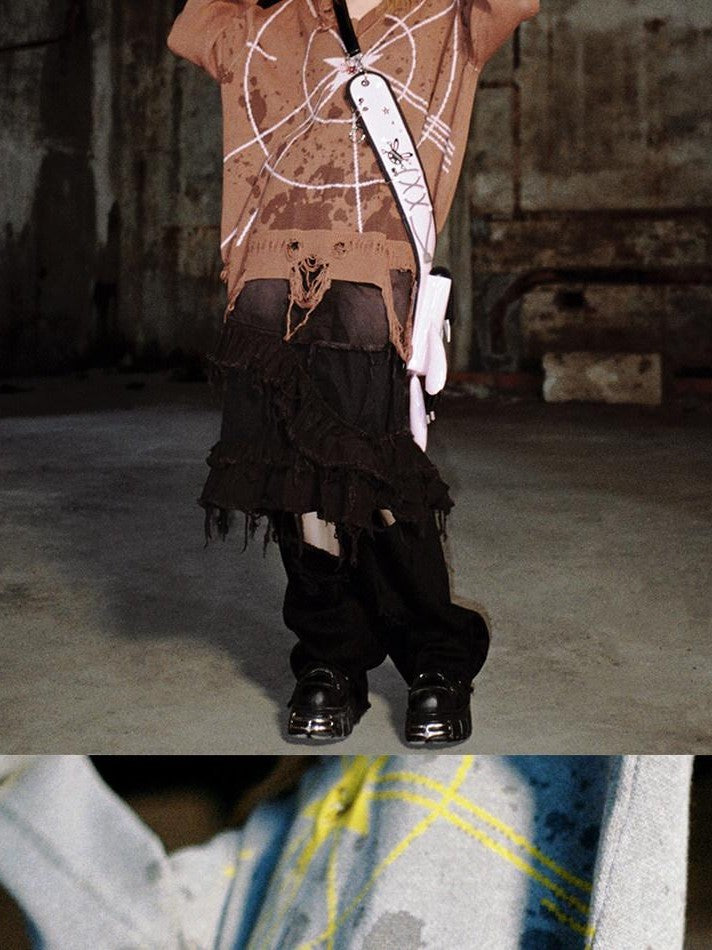CFIERCE Starlight V-neck Loose Fit Mid Length Knit Street Women&