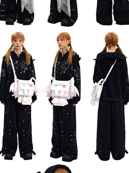 CFIERCE Starry Night Crystal Embellished Hoodie