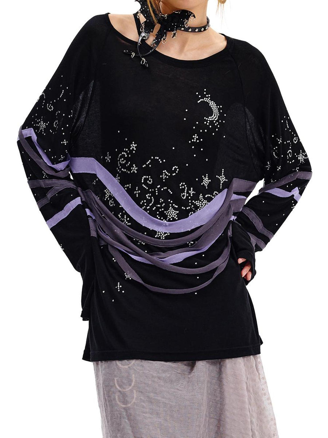 CFIERCE Starry Night Crystal Long Sleeve Tee