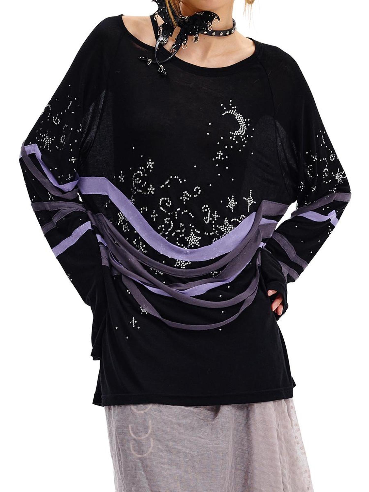 CFIERCE Starry Night Crystal Long Sleeve Tee