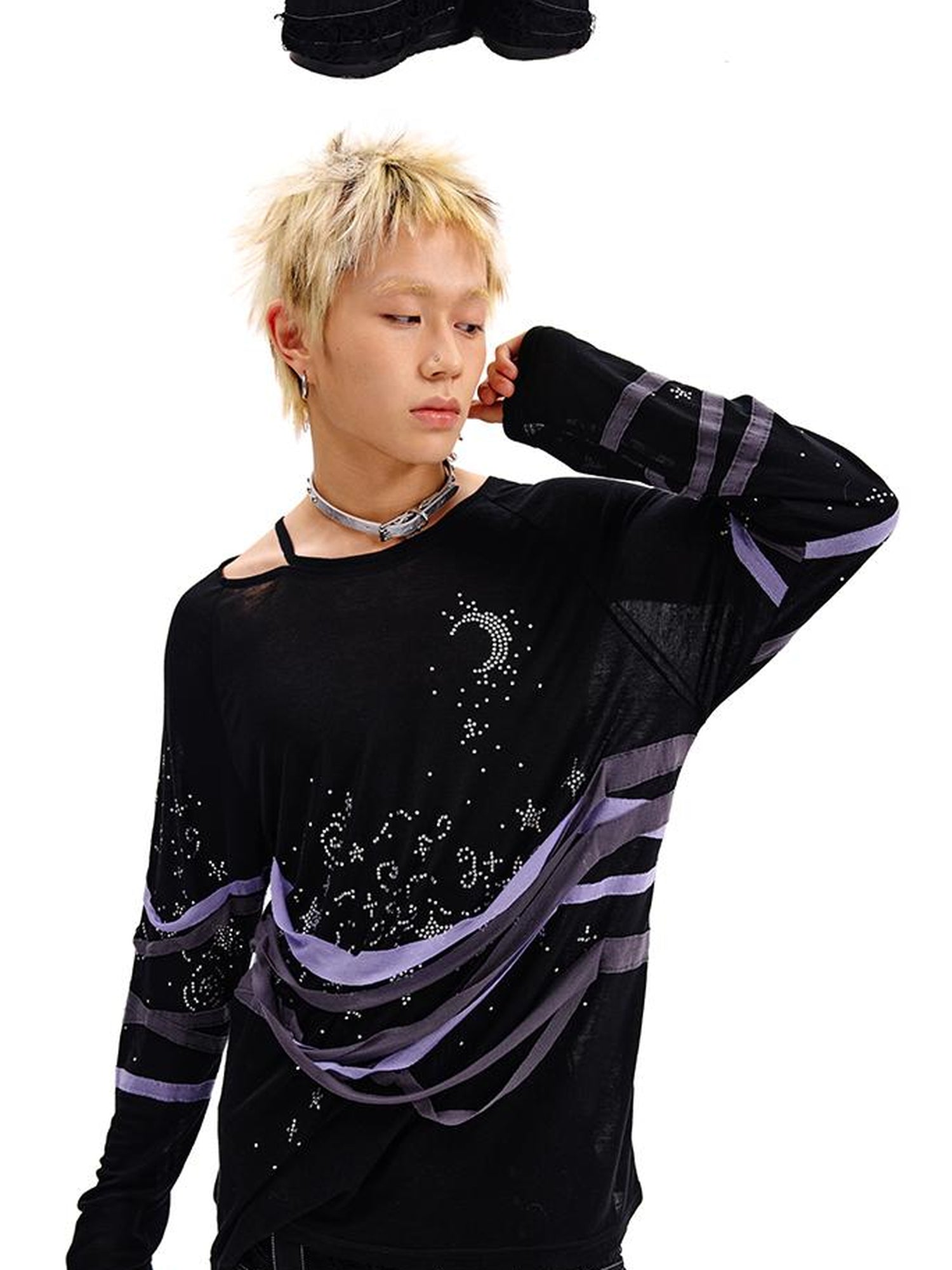 CFIERCE Starry Night Crystal Long Sleeve Tee