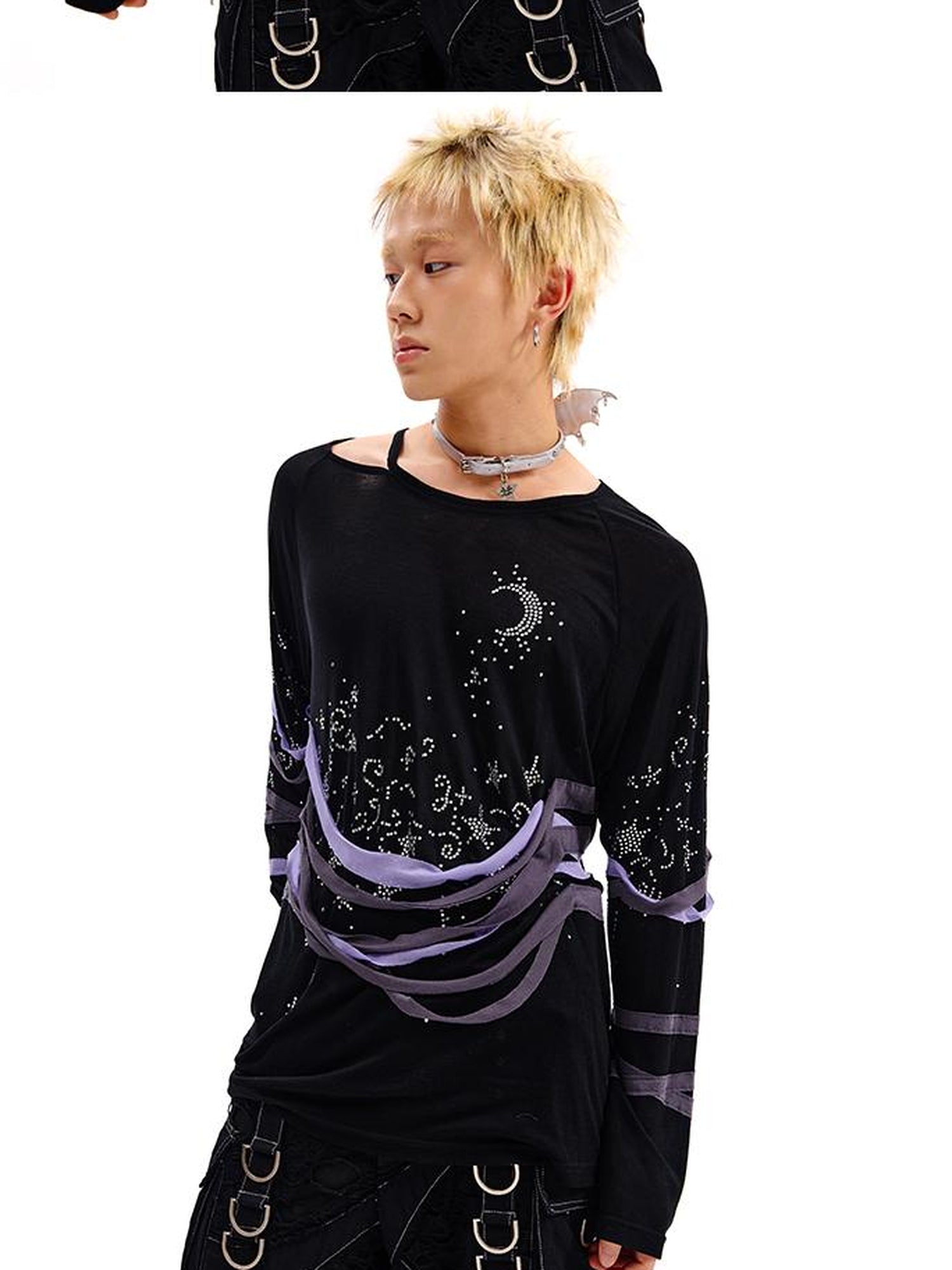 CFIERCE Starry Night Crystal Long Sleeve Tee