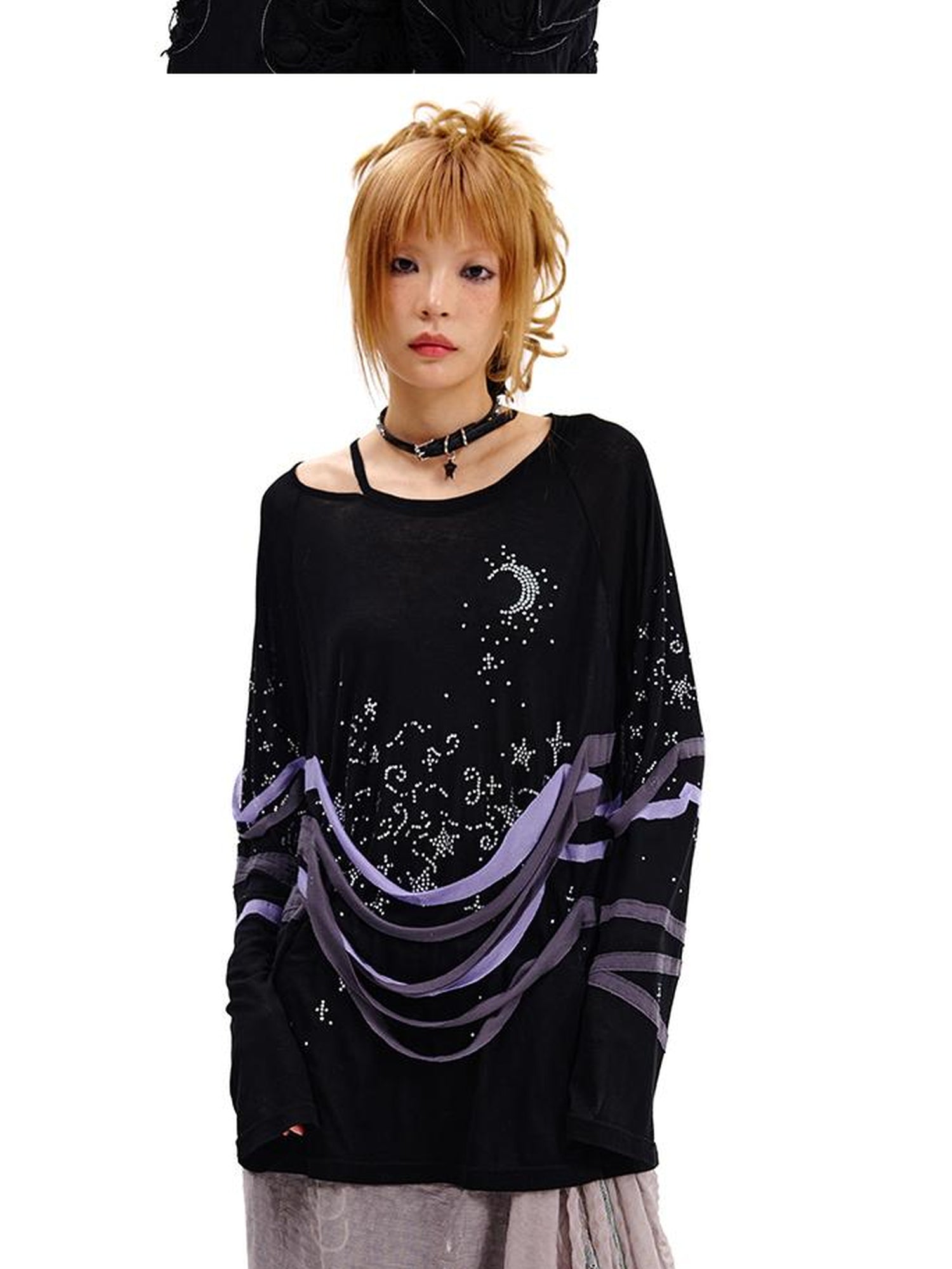 CFIERCE Starry Night Crystal Long Sleeve Tee