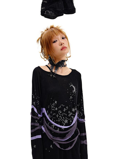 CFIERCE Starry Night Crystal Long Sleeve Tee