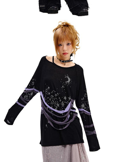 CFIERCE Starry Night Crystal Long Sleeve Tee