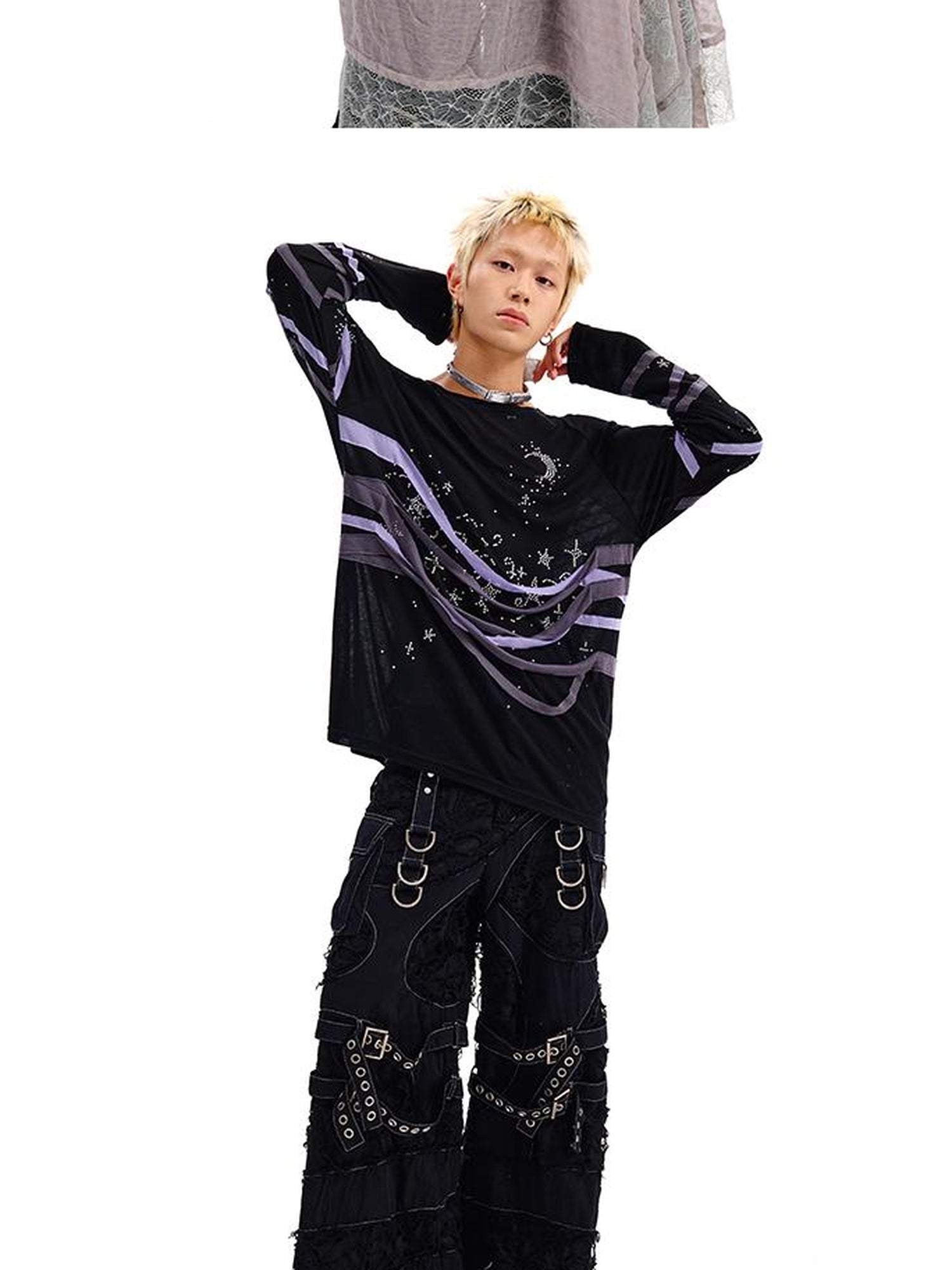 CFIERCE Starry Night Crystal Long Sleeve Tee