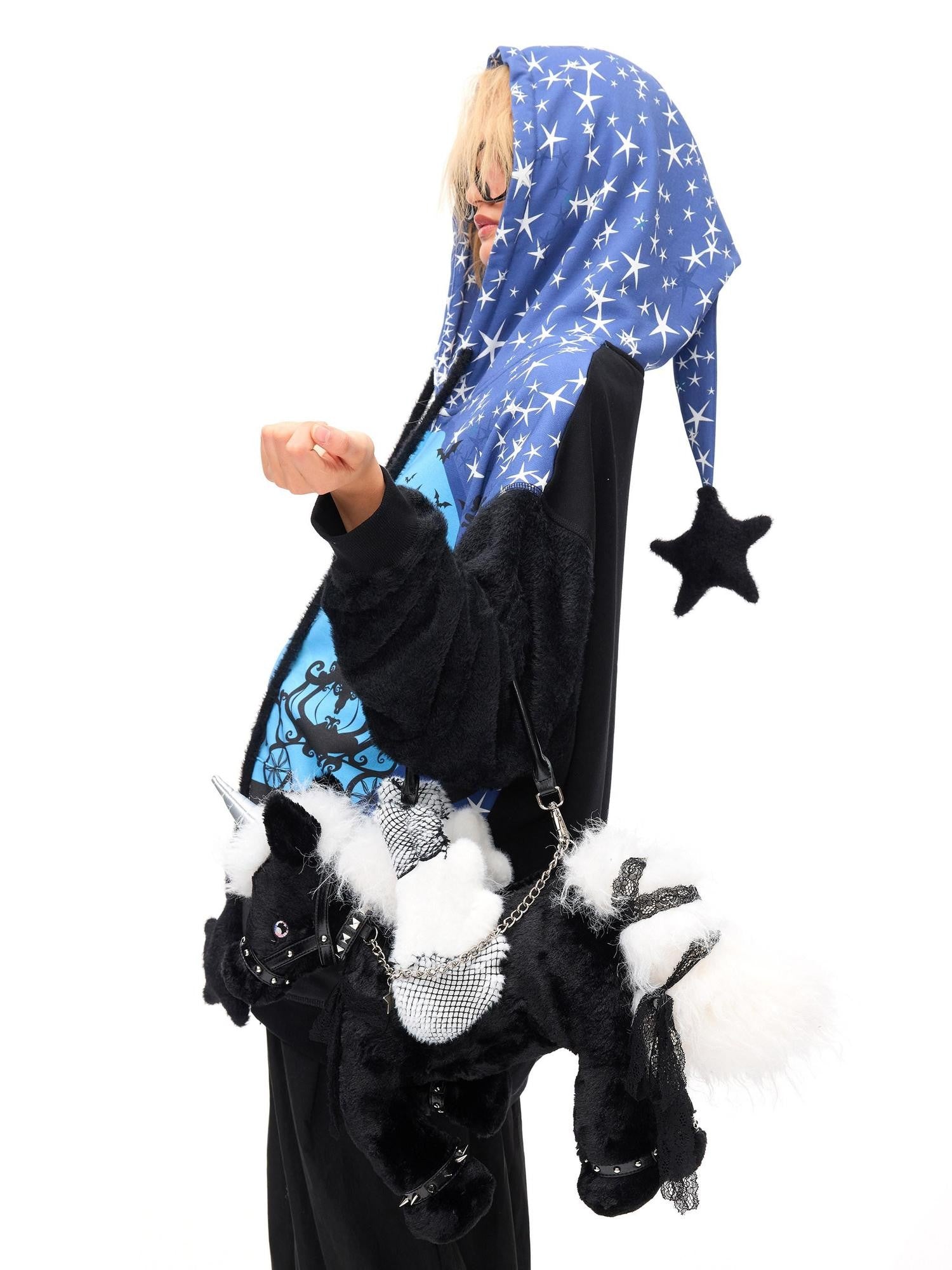 CFIERCE Starry Night Witch Hooded Zip Loose Fit Women&