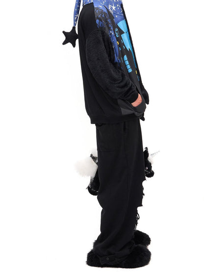 CFIERCE Starry Night Witch Hooded Zip Loose Fit Women&