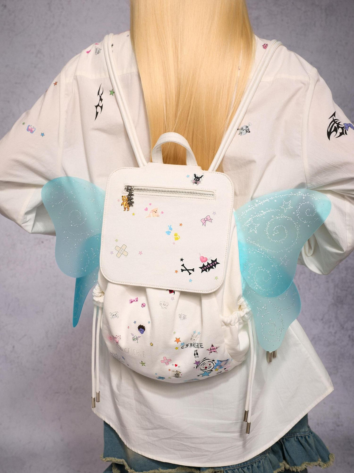 CFIERCE Sticker Print Butterfly Fairy Wings Women&
