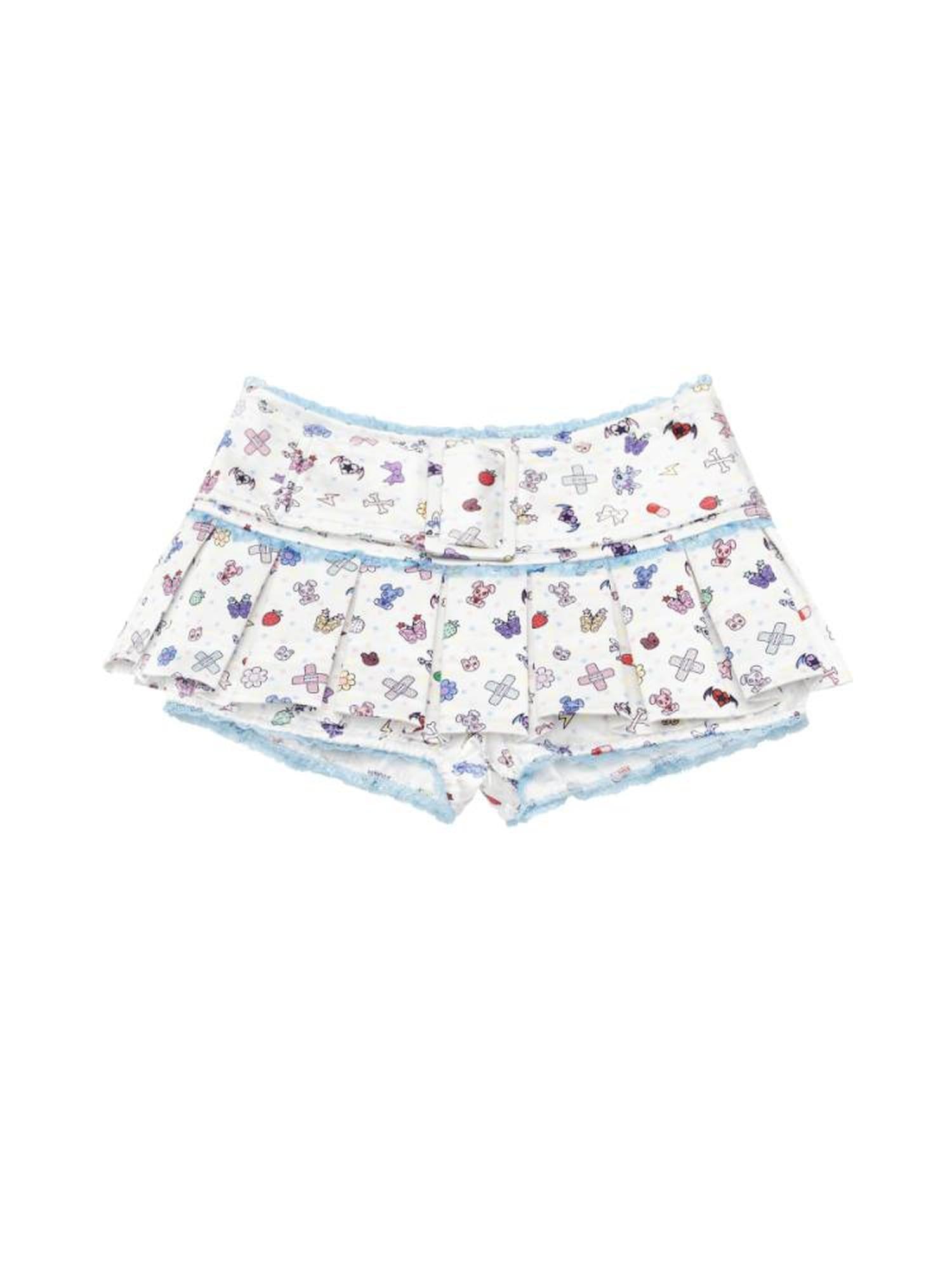 CFIERCE Sticker Print Pleated Skirt