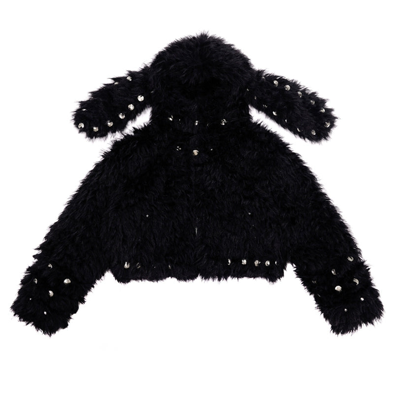 CFIERCE_Studded_Rabbit_Ear_Jacket_V_Neck_T_Shirt_Long_Sleeve_MISSTT