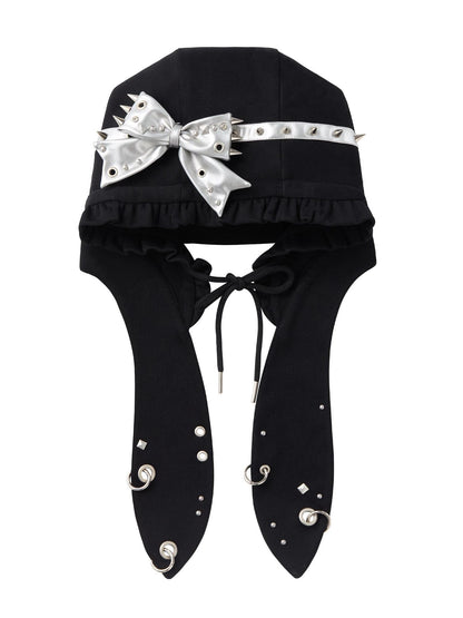CFIERCE Studded Rivet Bow Rabbit Ear Detail Women&