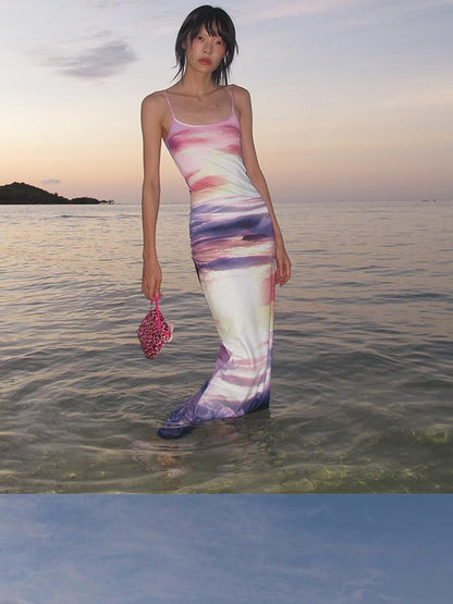 CFIERCE Sunset Beach Fishtail Maxi Dress