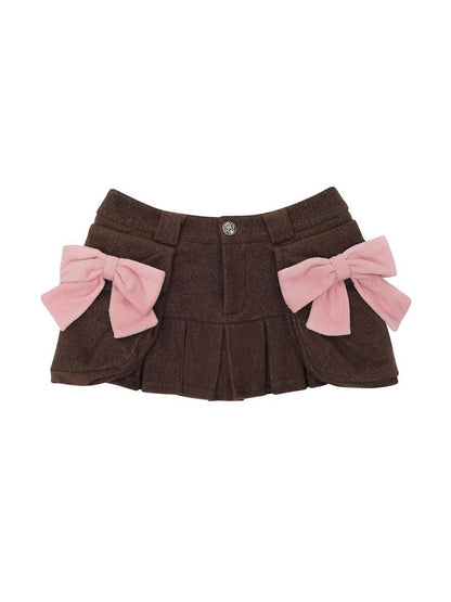 CFIERCE Towel Bow Pleated Skirt