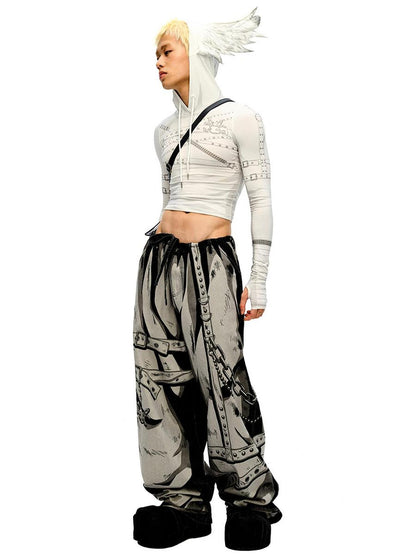 CFIERCE V-Neck T-Shirt Long-Sleeve Angel Wing Top