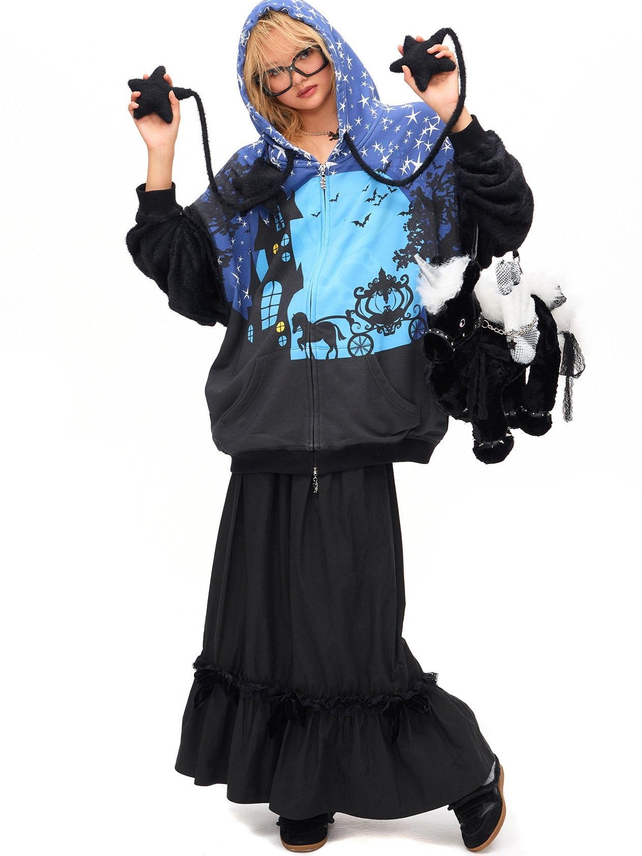 CFIERCE Velvet Bow Pleated Lace Mid Rise Straight Women&