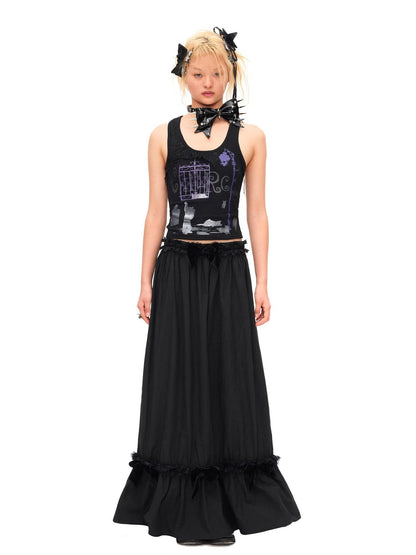 CFIERCE Velvet Bow Pleated Lace Mid Rise Straight Women&