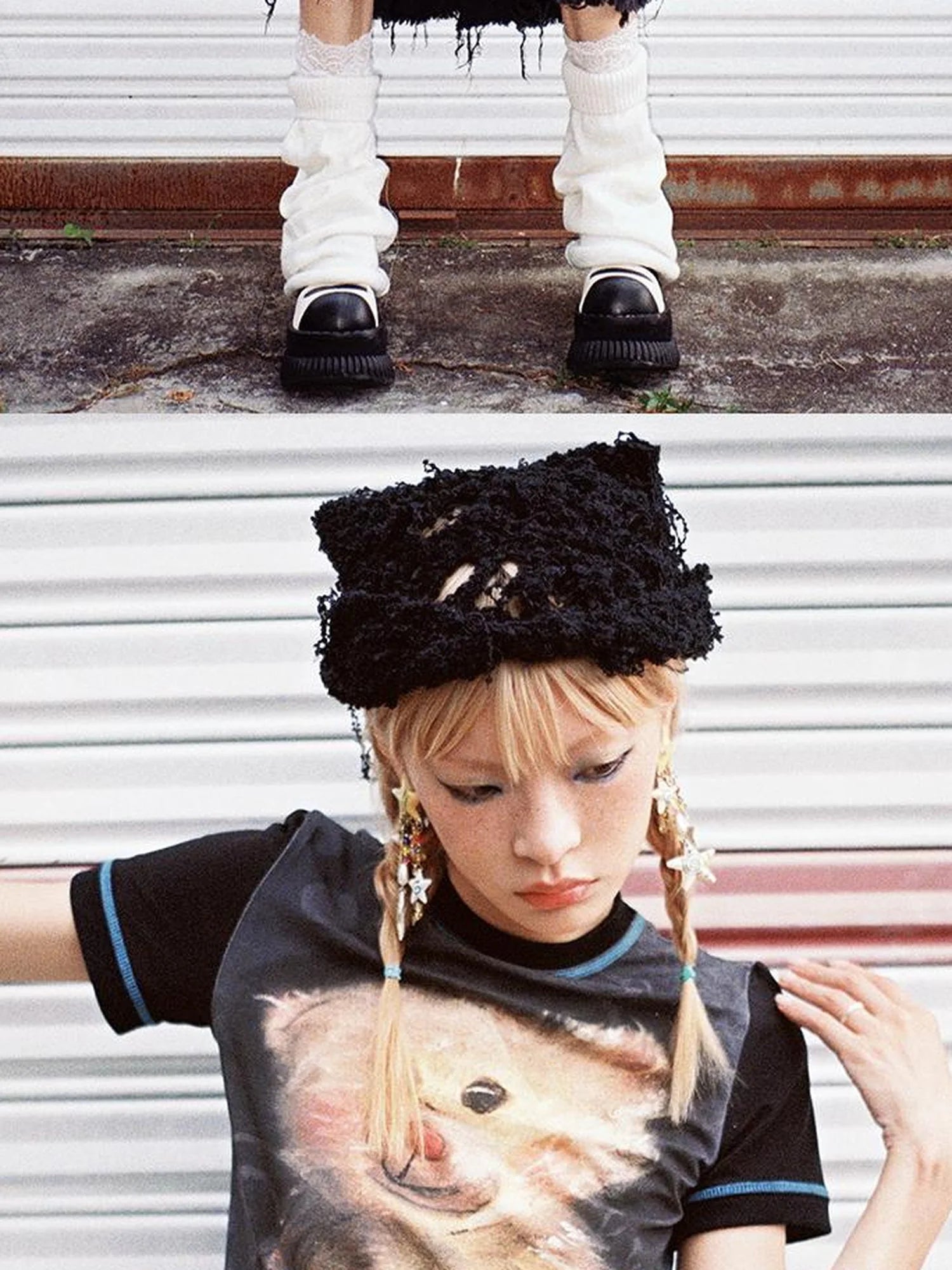Vintage Bear Graphic Tee Distressed Print Washed Effect