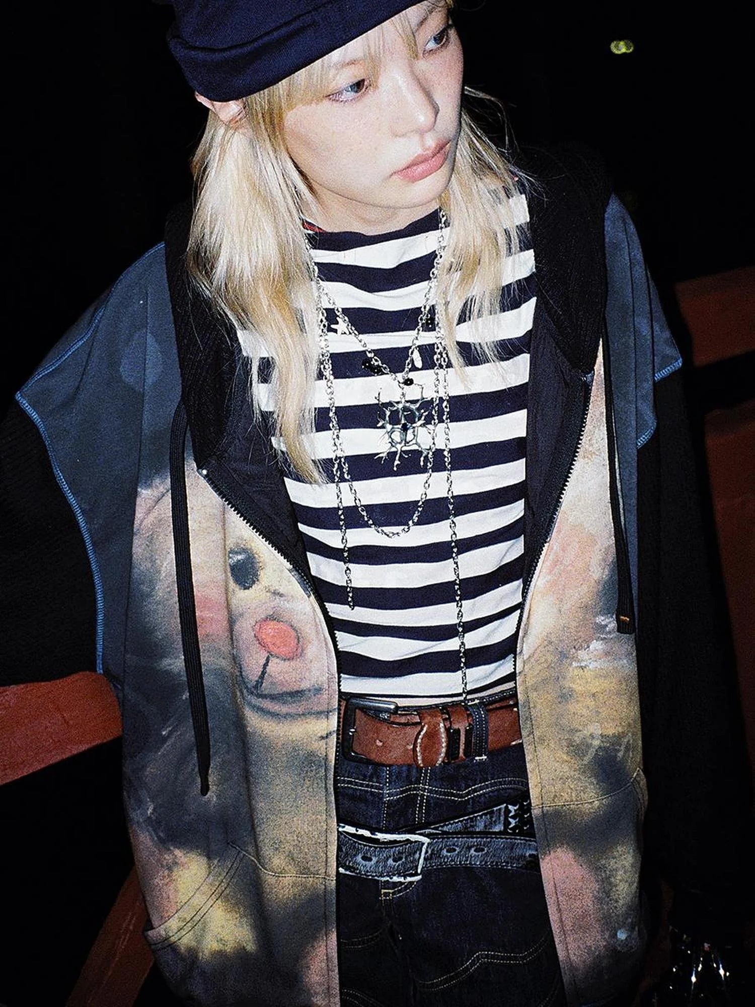 Vintage Bear Print Hooded Sweatshirt